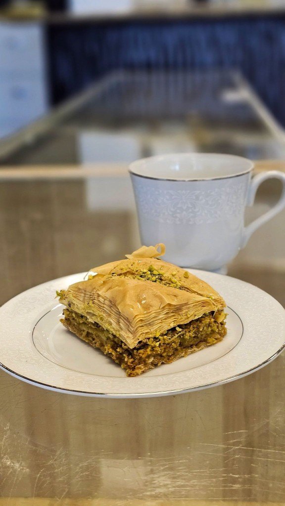 Pistachio baklava from the Al-Taj case